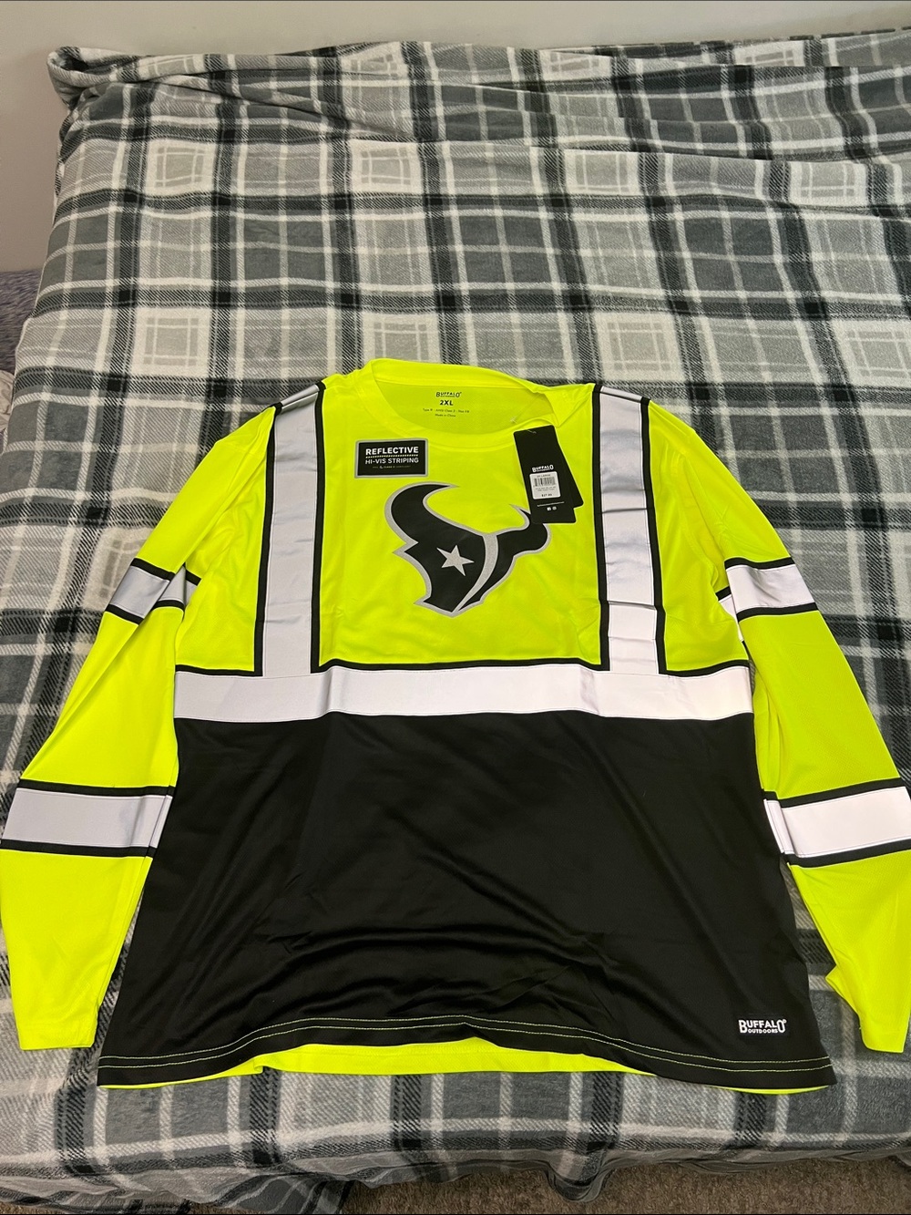 Reflective Texans Neon Yellow & Black Long Sleeve Work Jersey